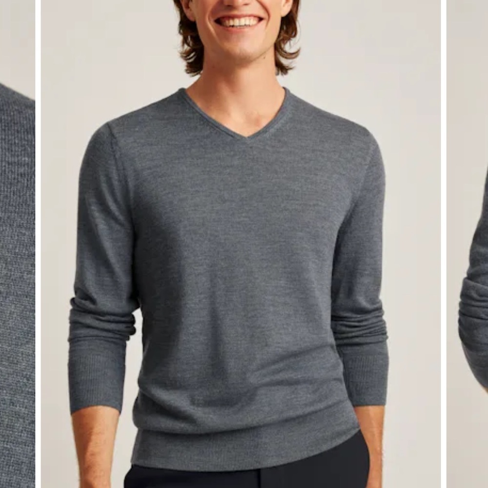 Mens Bonobos Washable Merino V-Neck Sweater charcoal XL